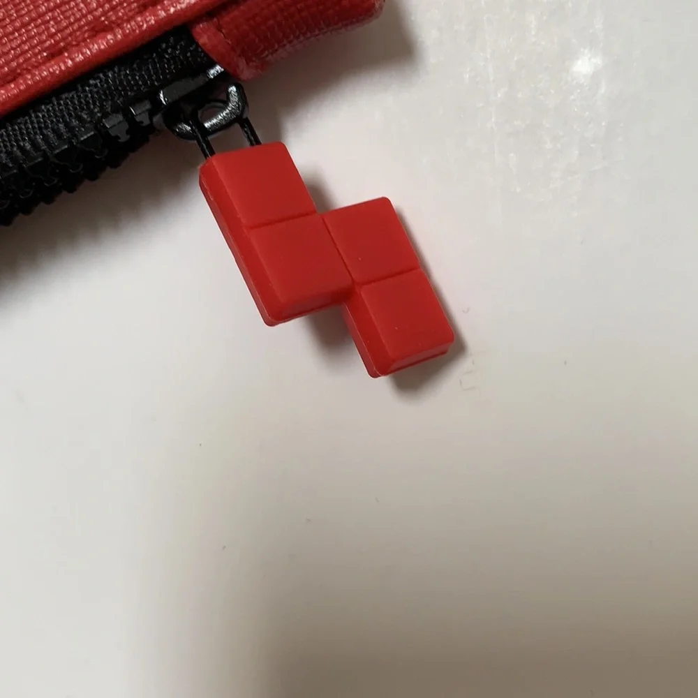 Ipsy Tetris red travel cosmetics bag